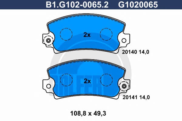 Galfer B1.G102-0065.2 Тормозные колодки дисковые, комплект B1G10200652: Отличная цена - Купить в Польше на 2407.PL!
