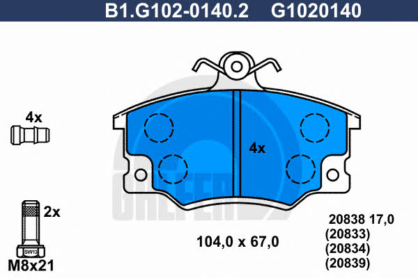 Galfer B1.G102-0140.2 Гальмівні колодки, комплект B1G10201402: Приваблива ціна - Купити у Польщі на 2407.PL!
