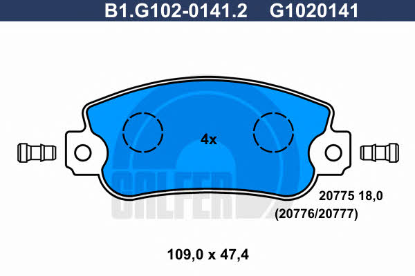 Galfer B1.G102-0141.2 Тормозные колодки дисковые, комплект B1G10201412: Отличная цена - Купить в Польше на 2407.PL!