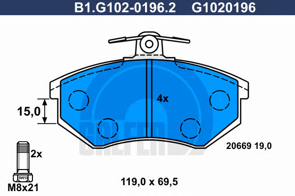 Galfer B1.G102-0196.2 Гальмівні колодки, комплект B1G10201962: Приваблива ціна - Купити у Польщі на 2407.PL!