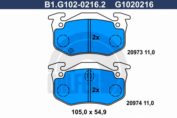 Galfer B1.G102-0216.2 Brake Pad Set, disc brake B1G10202162: Buy near me in Poland at 2407.PL - Good price!