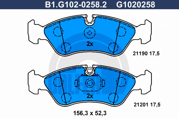 Galfer B1.G102-0258.2 Тормозные колодки дисковые, комплект B1G10202582: Отличная цена - Купить в Польше на 2407.PL!