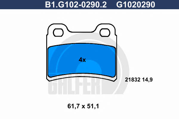 Galfer B1.G102-0290.2 Brake Pad Set, disc brake B1G10202902: Buy near me in Poland at 2407.PL - Good price!