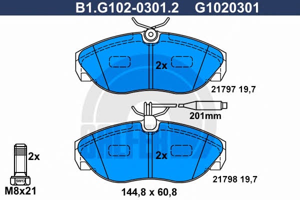 Galfer B1.G102-0301.2 Scheibenbremsbeläge, Set B1G10203012: Kaufen Sie zu einem guten Preis in Polen bei 2407.PL!