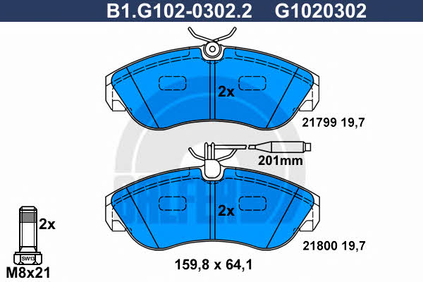 Galfer B1.G102-0302.2 Тормозные колодки дисковые, комплект B1G10203022: Отличная цена - Купить в Польше на 2407.PL!