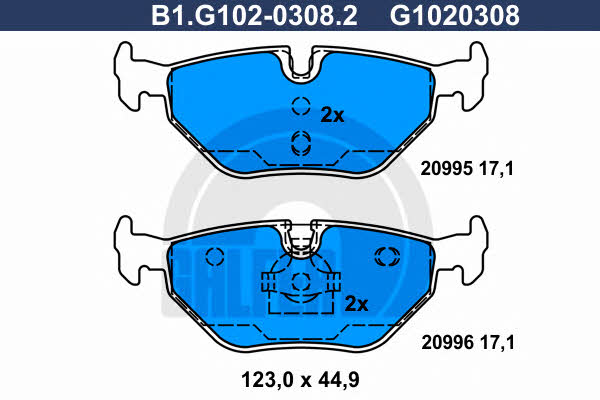 Galfer B1.G102-0308.2 Brake Pad Set, disc brake B1G10203082: Buy near me in Poland at 2407.PL - Good price!