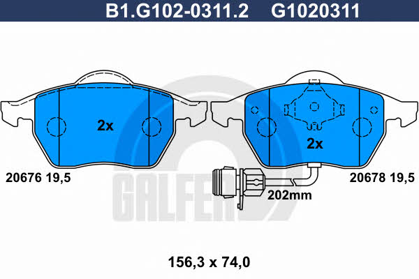 Galfer B1.G102-0311.2 Brake Pad Set, disc brake B1G10203112: Buy near me in Poland at 2407.PL - Good price!