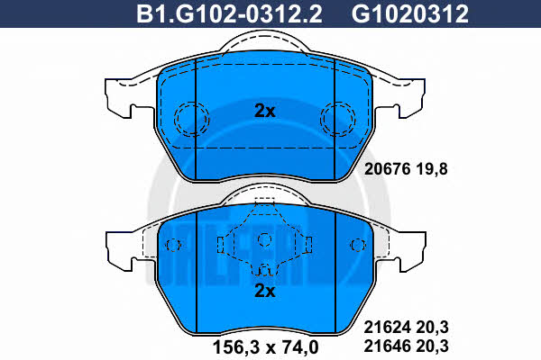 Galfer B1.G102-0312.2 Brake Pad Set, disc brake B1G10203122: Buy near me in Poland at 2407.PL - Good price!