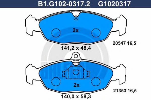 Galfer B1.G102-0317.2 Тормозные колодки дисковые, комплект B1G10203172: Отличная цена - Купить в Польше на 2407.PL!
