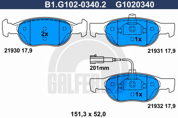 Galfer B1.G102-0340.2 Тормозные колодки дисковые, комплект B1G10203402: Отличная цена - Купить в Польше на 2407.PL!