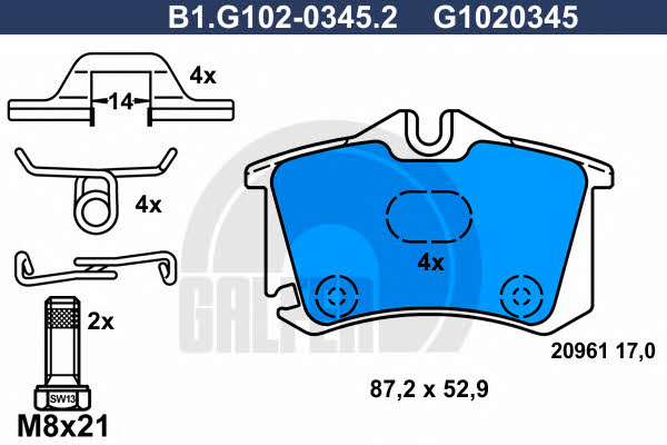 Galfer B1.G102-0345.2 Гальмівні колодки, комплект B1G10203452: Приваблива ціна - Купити у Польщі на 2407.PL!