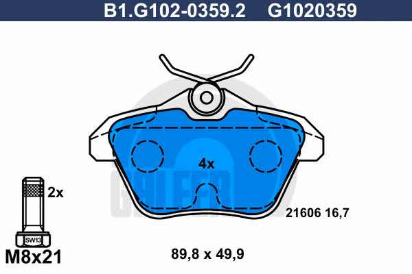 Galfer B1.G102-0359.2 Brake Pad Set, disc brake B1G10203592: Buy near me at 2407.PL in Poland at an Affordable price!