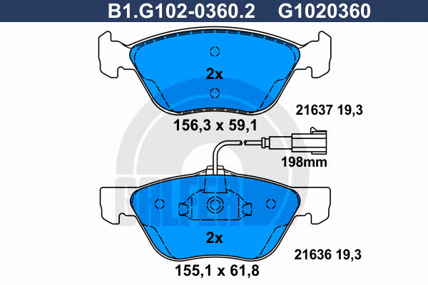 Galfer B1.G102-0360.2 Тормозные колодки дисковые, комплект B1G10203602: Отличная цена - Купить в Польше на 2407.PL!