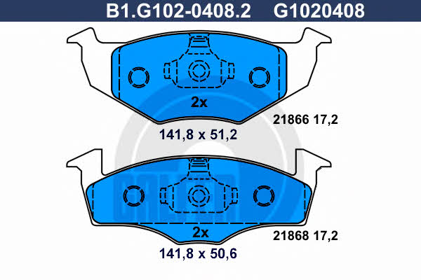 Galfer B1.G102-0408.2 Brake Pad Set, disc brake B1G10204082: Buy near me in Poland at 2407.PL - Good price!