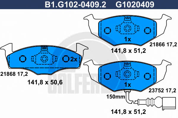 Galfer B1.G102-0409.2 Brake Pad Set, disc brake B1G10204092: Buy near me in Poland at 2407.PL - Good price!