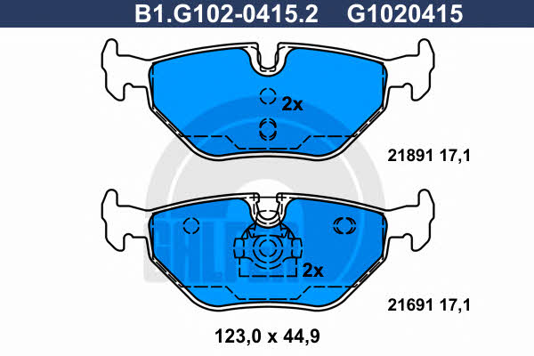 Galfer B1.G102-0415.2 Тормозные колодки дисковые, комплект B1G10204152: Отличная цена - Купить в Польше на 2407.PL!
