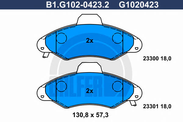 Galfer B1.G102-0423.2 Гальмівні колодки, комплект B1G10204232: Приваблива ціна - Купити у Польщі на 2407.PL!