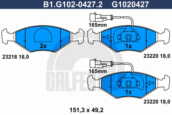 Galfer B1.G102-0427.2 Тормозные колодки дисковые, комплект B1G10204272: Отличная цена - Купить в Польше на 2407.PL!
