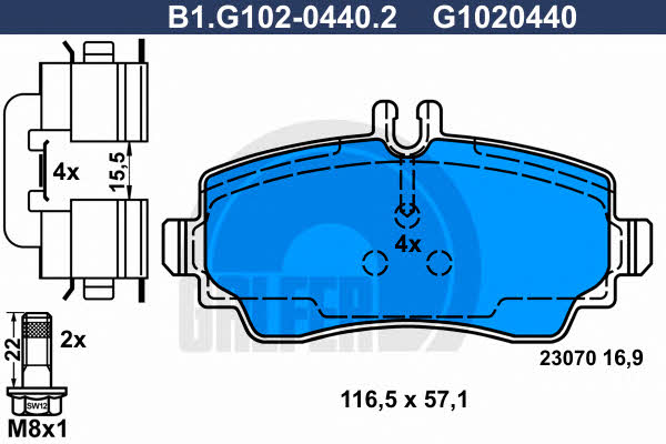 Galfer B1.G102-0440.2 Гальмівні колодки, комплект B1G10204402: Приваблива ціна - Купити у Польщі на 2407.PL!