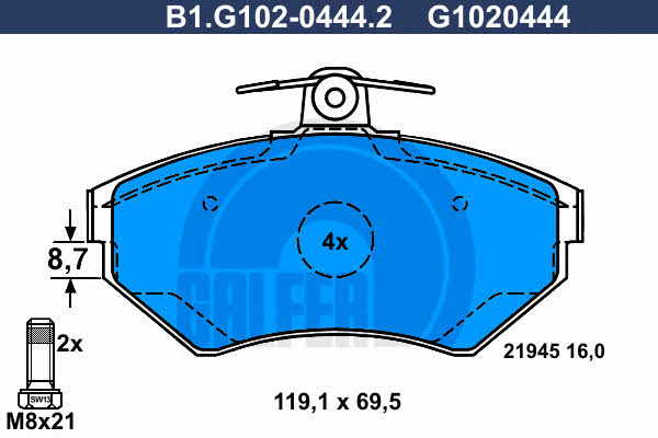 Galfer B1.G102-0444.2 Brake Pad Set, disc brake B1G10204442: Buy near me in Poland at 2407.PL - Good price!