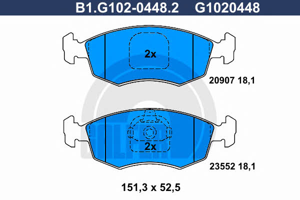 Galfer B1.G102-0448.2 Тормозные колодки дисковые, комплект B1G10204482: Отличная цена - Купить в Польше на 2407.PL!