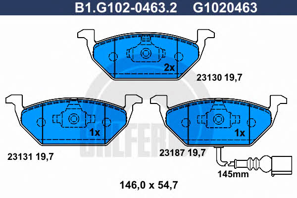 Galfer B1.G102-0463.2 Тормозные колодки дисковые, комплект B1G10204632: Отличная цена - Купить в Польше на 2407.PL!
