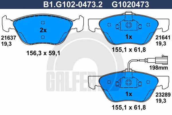 Galfer B1.G102-0473.2 Brake Pad Set, disc brake B1G10204732: Buy near me in Poland at 2407.PL - Good price!