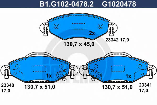 Galfer B1.G102-0478.2 Brake Pad Set, disc brake B1G10204782: Buy near me in Poland at 2407.PL - Good price!