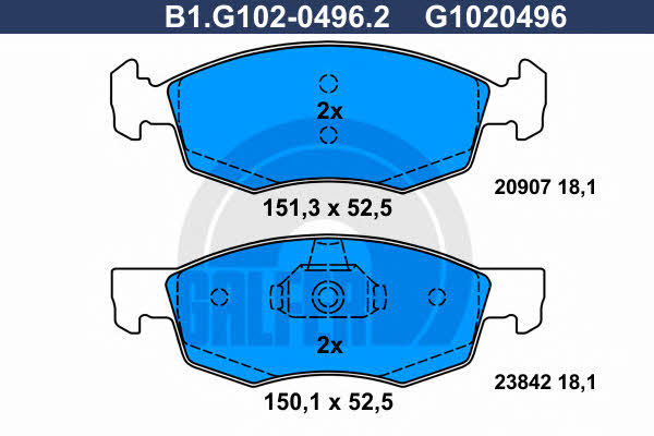Galfer B1.G102-0496.2 Brake Pad Set, disc brake B1G10204962: Buy near me in Poland at 2407.PL - Good price!