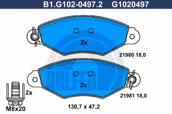 Galfer B1.G102-0497.2 Brake Pad Set, disc brake B1G10204972: Buy near me in Poland at 2407.PL - Good price!