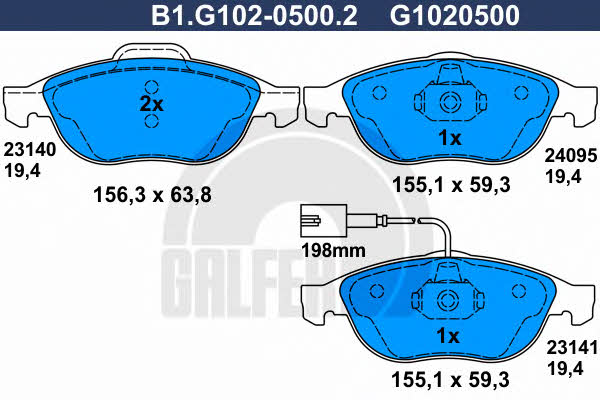 Galfer B1.G102-0500.2 Klocki hamulcowe, zestaw B1G10205002: Dobra cena w Polsce na 2407.PL - Kup Teraz!