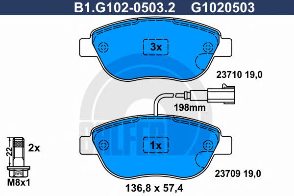 Galfer B1.G102-0503.2 Brake Pad Set, disc brake B1G10205032: Buy near me in Poland at 2407.PL - Good price!
