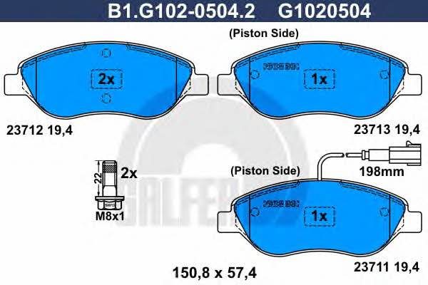 Galfer B1.G102-0504.2 Тормозные колодки дисковые, комплект B1G10205042: Купить в Польше - Отличная цена на 2407.PL!
