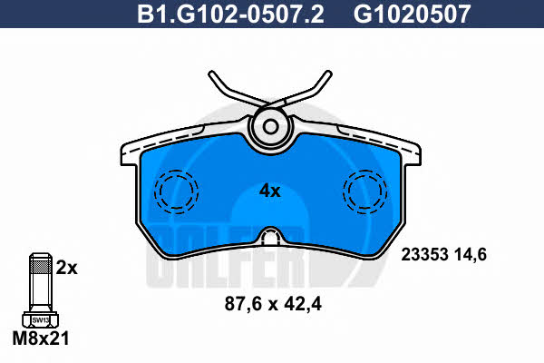 Galfer B1.G102-0507.2 Тормозные колодки дисковые, комплект B1G10205072: Отличная цена - Купить в Польше на 2407.PL!
