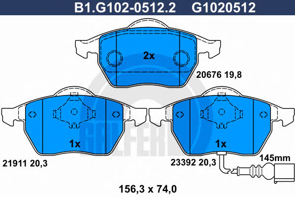 Galfer B1.G102-0512.2 Brake Pad Set, disc brake B1G10205122: Buy near me in Poland at 2407.PL - Good price!