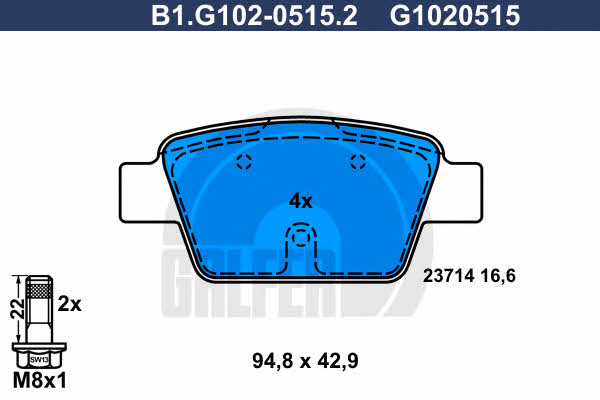 Galfer B1.G102-0515.2 Тормозные колодки дисковые, комплект B1G10205152: Отличная цена - Купить в Польше на 2407.PL!