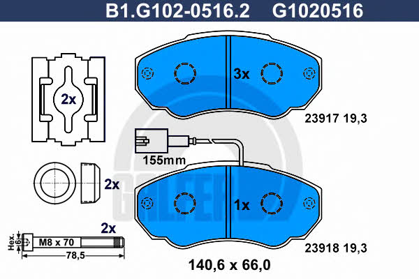 Galfer B1.G102-0516.2 Brake Pad Set, disc brake B1G10205162: Buy near me in Poland at 2407.PL - Good price!