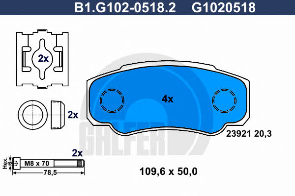Galfer B1.G102-0518.2 Гальмівні колодки, комплект B1G10205182: Приваблива ціна - Купити у Польщі на 2407.PL!
