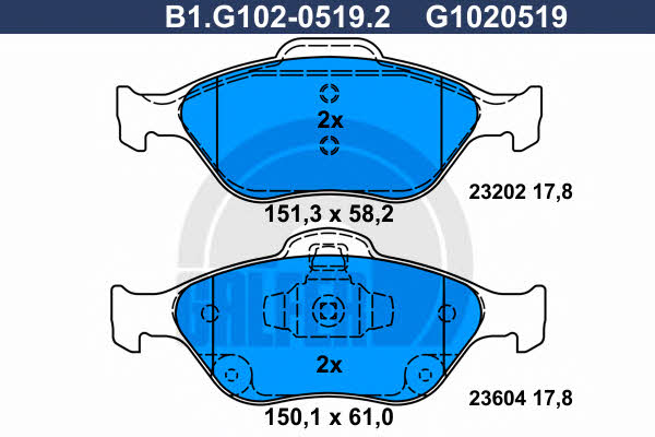 Galfer B1.G102-0519.2 Brake Pad Set, disc brake B1G10205192: Buy near me in Poland at 2407.PL - Good price!