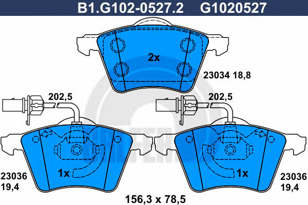 Galfer B1.G102-0527.2 Тормозные колодки дисковые, комплект B1G10205272: Купить в Польше - Отличная цена на 2407.PL!