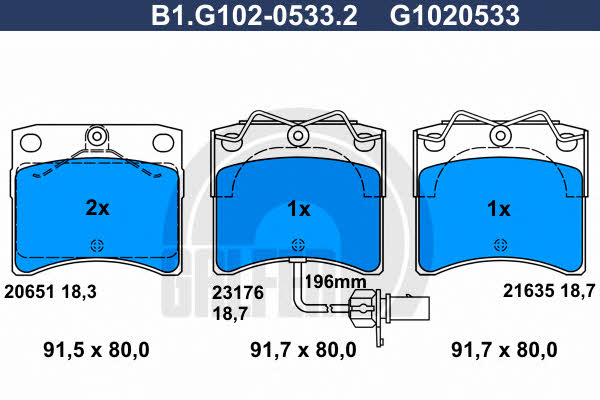 Galfer B1.G102-0533.2 Тормозные колодки дисковые, комплект B1G10205332: Отличная цена - Купить в Польше на 2407.PL!