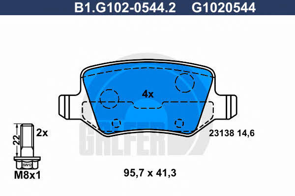 Galfer B1.G102-0544.2 Тормозные колодки дисковые, комплект B1G10205442: Отличная цена - Купить в Польше на 2407.PL!