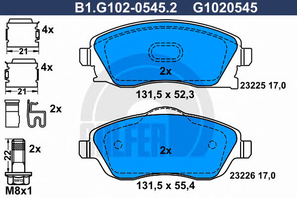Galfer B1.G102-0545.2 Тормозные колодки дисковые, комплект B1G10205452: Отличная цена - Купить в Польше на 2407.PL!