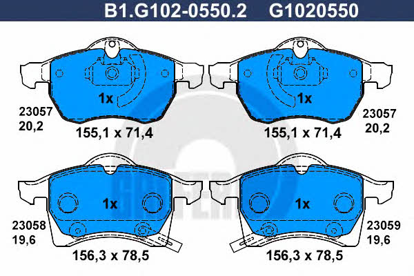 Galfer B1.G102-0550.2 Тормозные колодки дисковые, комплект B1G10205502: Отличная цена - Купить в Польше на 2407.PL!