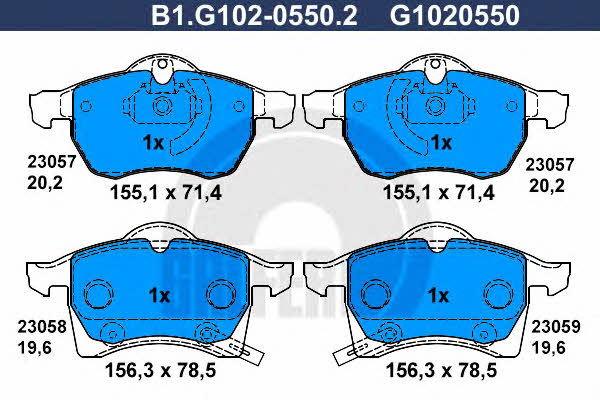 Galfer B1.G102-0550.2 Klocki hamulcowe, zestaw B1G10205502: Dobra cena w Polsce na 2407.PL - Kup Teraz!