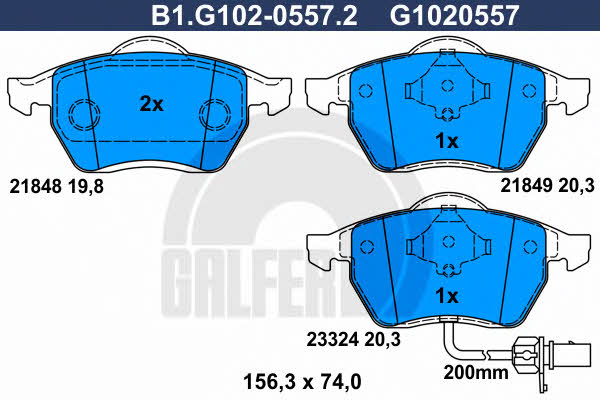 Galfer B1.G102-0557.2 Klocki hamulcowe, zestaw B1G10205572: Atrakcyjna cena w Polsce na 2407.PL - Zamów teraz!