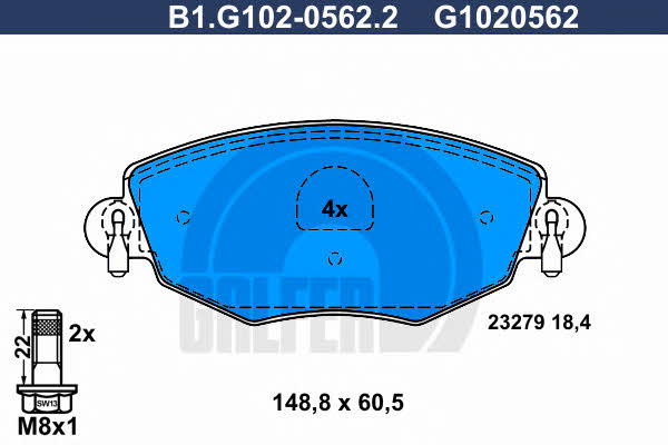 Galfer B1.G102-0562.2 Тормозные колодки дисковые, комплект B1G10205622: Отличная цена - Купить в Польше на 2407.PL!