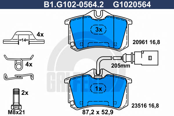 Galfer B1.G102-0564.2 Scheibenbremsbeläge, Set B1G10205642: Kaufen Sie zu einem guten Preis in Polen bei 2407.PL!