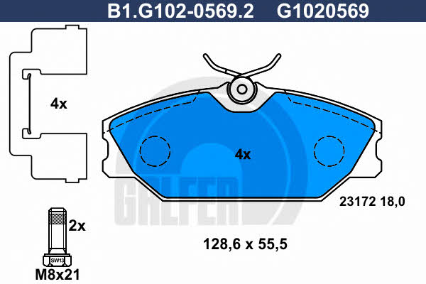 Galfer B1.G102-0569.2 Тормозные колодки дисковые, комплект B1G10205692: Отличная цена - Купить в Польше на 2407.PL!