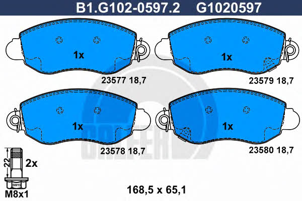 Galfer B1.G102-0597.2 Тормозные колодки дисковые, комплект B1G10205972: Отличная цена - Купить в Польше на 2407.PL!